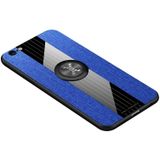 Voor iPhone 6/6s XINLI stiksels doek Textue schokbestendig TPU beschermhoes met ring houder (blauw)