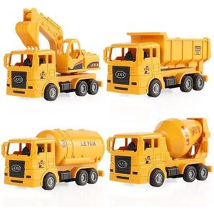 4 in 1 beton mixer truck + brandstof tank vrachtwagen + dump truck + graafmachine inertile pull terug auto kinderen model speelgoed auto set
