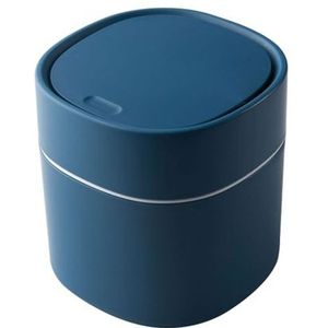 Huishoudelijke Mini Desktop Prullenbak bedekt puin opslag reinigingscilinder  stijl: Push-type (Blauw)