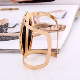 Metalen Bangles vrouwen trendy hars mozaek kristal armband gladde brede opening verstelbare Bangle (goud bruin)