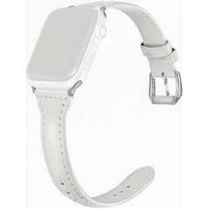 Universele T-vormige dunne lederen horlogeband voor Apple Watch Series 6  SE & 5 & 4 40 mm / 3  2 en 1 38 mm (wit)