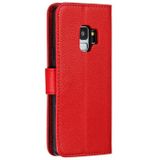 Feather patroon Litchi textuur horizontale Flip lederen draagtas met portemonnee & houder & kaartsleuven voor Galaxy S9 (rood)