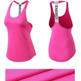 Sexy T-vormige Back Hollow Strap Quick Drying Loose Vest (Kleur: Rose Red Size:L)