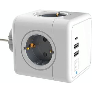 Creative Power Cube Socket Conversion Socket  EU Plug In-lineg Gray+U+Switch+C