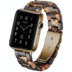 Eenvoudige mode hars horlogebandje voor Apple Watch serie 5 & 4 44mm & serie 3 & 2 & 1 42mm (Tortoiseshell)