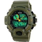 SKMEI 1029 multifunctionele mannen Outdoor Sports Noctilucent waterdicht dubbel display horloge (Army Green)
