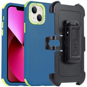 Voor iPhone 13 3-in-1 pc + TPU-telefoonhoes met schuifhoes (blauw + groen)