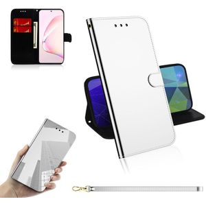 Voor Galaxy Note 10 Lite / A81 Lmitated Mirror Surface Horizontal Flip Leather Case met Holder & Card Slots & Wallet & Lanyard(Silver)
