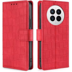 Voor Huawei Mate 50 Skin Feel Krokodil Magnetische Sluiting Lederen Telefoon Case (Rood)