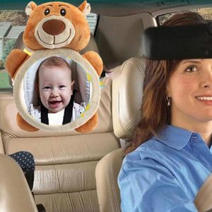 Baby autostoel omgekeerde auto achteruitkijkspiegel hanger pluche speelgoed  kleur: bruine beer spiegel
