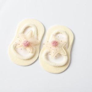2 paar baby vloer sokken holle bloem spot lijm antislip kinderen sokken  toyan sokken: s 0-1 jaar oud (geel)
