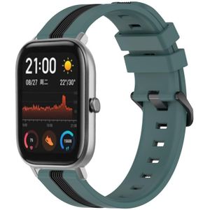 Voor Amazfit GTS 20 mm verticale tweekleurige siliconen horlogeband (groen + zwart)