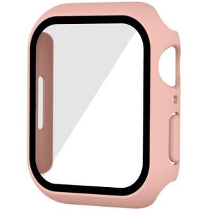 Waterproof PC+Tempered Film Watch Case For Apple Watch Series 7 45mm(Pink)