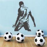 Voetbalspeler actie silhouet student slaapzaal slaapkamer decoratie muur sticker  grootte: medium 58x74cm