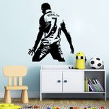 Voetbalspeler actie silhouet student slaapzaal slaapkamer decoratie muur sticker  grootte: medium 58x74cm