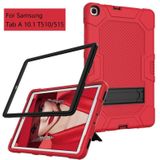 Voor Samsung Galaxy Tab A 10.1 (2019) / T510 Contrast Color Robot Shockproof Siliconen + PC Beschermhoes met houder(Rood Zwart)