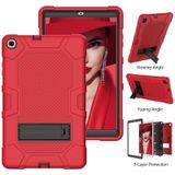 Voor Samsung Galaxy Tab A 10.1 (2019) / T510 Contrast Color Robot Shockproof Siliconen + PC Beschermhoes met houder(Rood Zwart)