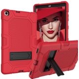 Voor Samsung Galaxy Tab A 10.1 (2019) / T510 Contrast Color Robot Shockproof Siliconen + PC Beschermhoes met houder(Rood Zwart)