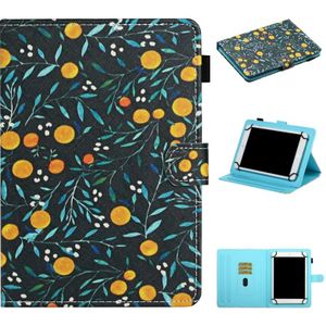 Voor 10 inch Universal Tablet PC Flower Pattern Horizontale Flip Lederen case met kaartslots & houder (geel fruit)