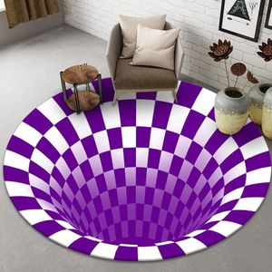 3D Illusion Stereo Vision Carpet Living Room Floor Mat  Size: 180x180cm(Round Vision 2)