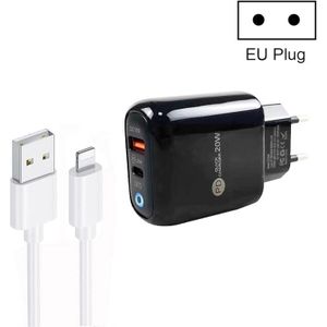 PD04 Type-C + USB-oplader voor mobiele telefoons met USB naar 8-pins kabel  EU-stekker