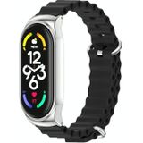 Voor Xiaomi Mi Band 6 / 5 / 4 / 3 MIJOBS CS Marine siliconen ademende horlogeband (zwart zilver)