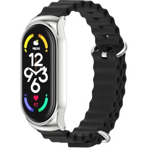 Voor Xiaomi Mi Band 6 / 5 / 4 / 3 MIJOBS CS Marine siliconen ademende horlogeband (zwart zilver)