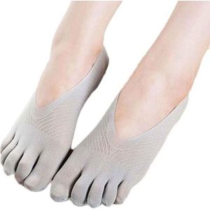 5 paar vrouwelijke sokken vijf teen sok slippers onzichtbaarheid voor effen kleur bemanning sokken (grijs)