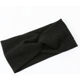 Vrouwen Verbreder haar bands spiraal dubbele doek brei effen kleur Headwear Fashion hoofdbanden haaraccessoires (zwart)