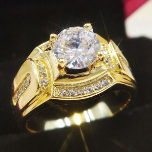 Fashion zakenman 18K witgoud verguld + mannen AAA Zircon Diamond Ring  grootte: 10  Diameter: 19 8 mm  omtrek: 62.1 mm