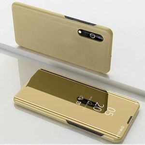 Voor Xiaomi Redmi 9A Plated Mirror Horizontale Flip Lederen Case met houder(Goud)