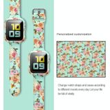 Siliconen afdrukken Gentegreerde vervanging horloge Case Watchband voor Apple Watch Series 6 & SE & 5 & 4 44mm (gele roos)