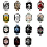 Siliconen afdrukken Gentegreerde vervanging horloge Case Watchband voor Apple Watch Series 6 & SE & 5 & 4 44mm (gele roos)