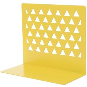Metalen driehoekige holle desktop organisator boekensteunen ondersteuning stand houder plank Bookrack thuiskantoor benodigdheden (geel)