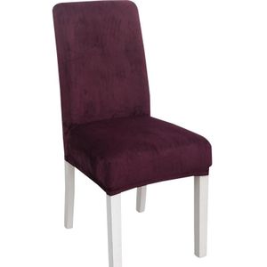 2 stks Simple Soft High Elastic Thicking Fluwelen Semi-interieurstoel Cover Hotel Chair Cover (Druif Purple)