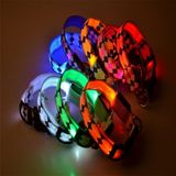 Plaid Patroon Oplaadbare LED Glow Light Leidt Pet Dog Collar voor kleine middelgrote honden  size:L(Oranje)