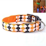 Plaid Patroon Oplaadbare LED Glow Light Leidt Pet Dog Collar voor kleine middelgrote honden  size:L(Oranje)