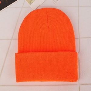 Eenvoudige effen kleur warme Pullover gebreide Cap voor mannen/vrouwen (oranje)