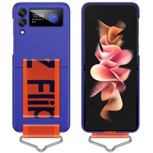 For Samsung Galaxy Z Flip3 5G PC Shockproof Folding Protective Phone Case with Lanyard(Klein Blue)