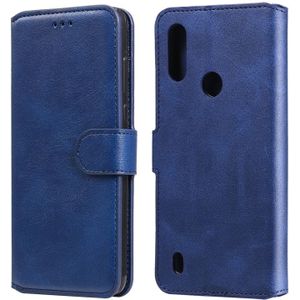 Voor Motorola Moto E6s Classic Calf Texture PU + TPU Horizontale Flip Lederen case  met Holder & Card Slots & Wallet(Blauw)