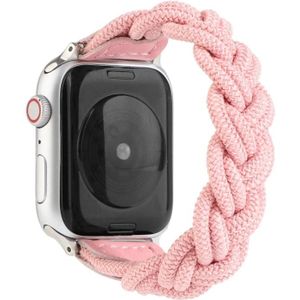 Elastische geweven horlogeband voor Apple Watch Series 6 & SE & 5 & 4 40mm / 3 & 2 & 1 38mm  Lengte:130mm(roze)