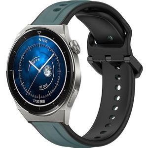 Voor Huawei Watch GT3 Pro 46 mm 22 mm bolle lus tweekleurige siliconen horlogeband (olijfgroen + zwart)