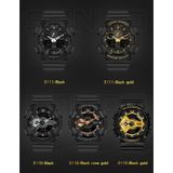 Sanda World Time Luminous Agenda Multifunctionele Mannen Sport Quartz Horloge (3110 Black Rose Gold)