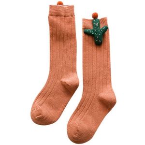 Baby cartoon anti-slip gebreide lange sokken knie sokken  maat: S (gember rood)