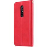 Knead huidtextuur horizontale Flip lederen case voor OnePlus 6  met foto frame & houder & kaartsleuven & portemonnee (rood)