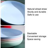 8 inch Tarwe Stro Circulaire Home Groenteschotel Draagbare Outdoor Plastic Anti-Fall Fruit Ontbijtbord (Lichtgroen)