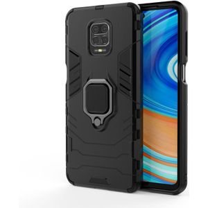 Voor Xiaomi Redmi Note 9S PC + TPU anti-val beschermende shell met magnetische ringbeugel (zwart)