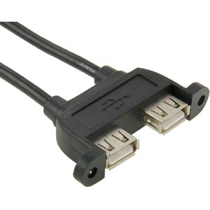 2 USB 2.0 mannetje naar 2 USB 2.0 vrouwtje met 2 schroef gaten verleng kabel  Lengte: 50cm