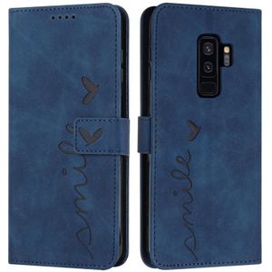 Voor Samsung Galaxy S9+ Skin Feel Heart Pattern lederen telefoonhoesje