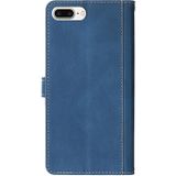 Stitching Skin Feel magnetische gesp horizontale flip PU lederen geval met houder  kaart slots & portemonnee voor iPhone 8 Plus / 7 Plus (blauw)